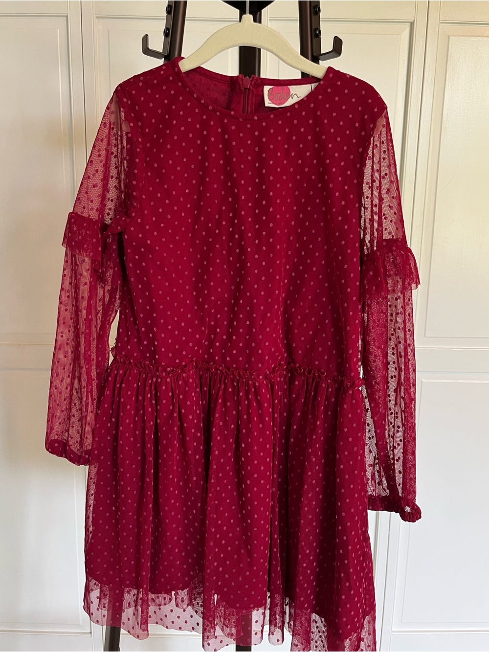 Mini Boden Flocked Spot Party Dress